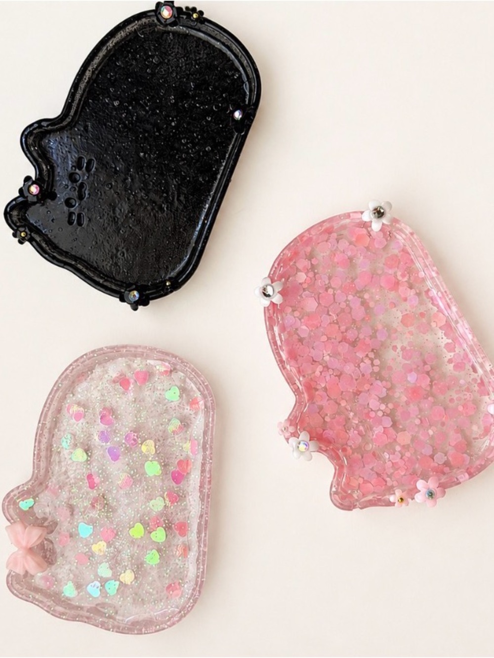 Glitter trinket trays-cat themed, set of 3